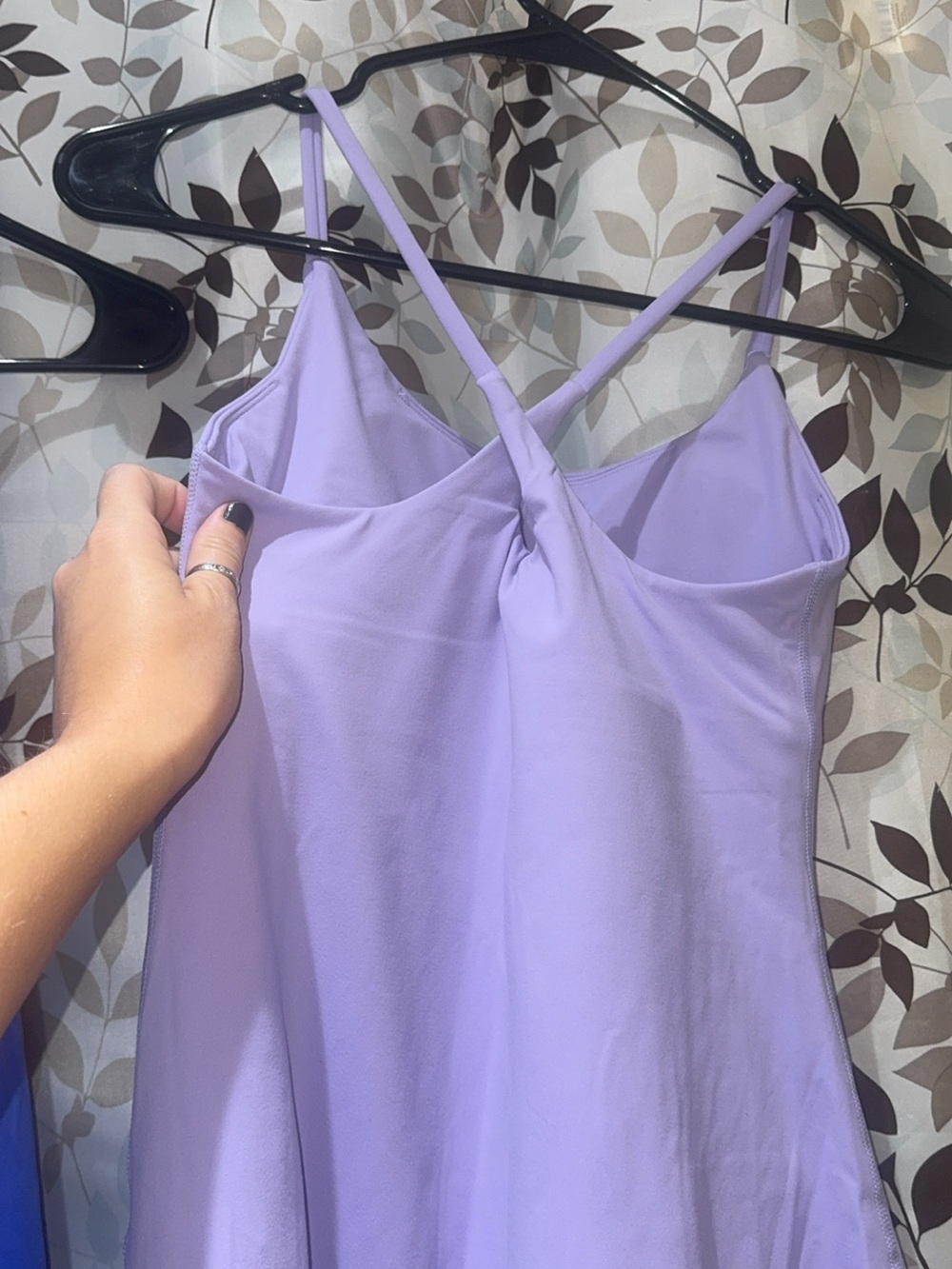 HALARA Lavender Satin Slip Dress with Crisscross Back